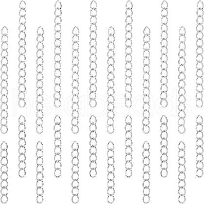 Unicraftale 100Pcs 2 Style 304 Stainless Steel Curb Chain Extender STAS-UN0038-14P-1