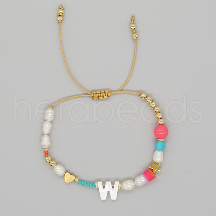 Bohemian Style Shell Letter Bead Braided Bead Bracelets for Women WG07C1E-23-1