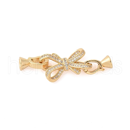 Brass Micro Pave Clear Cubic Zirconia Fold Over Clasps KK-L289-006G-1