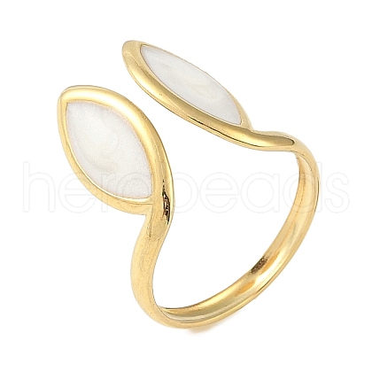 Ion Plating(IP) 304 Stainless Steel Enamel Horse Eye Open Cuff Rings for Women RJEW-L107-044G-01-1