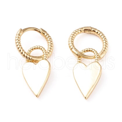 Brass Dangle Huggie Hoop Earrings EJEW-L234-002G-1