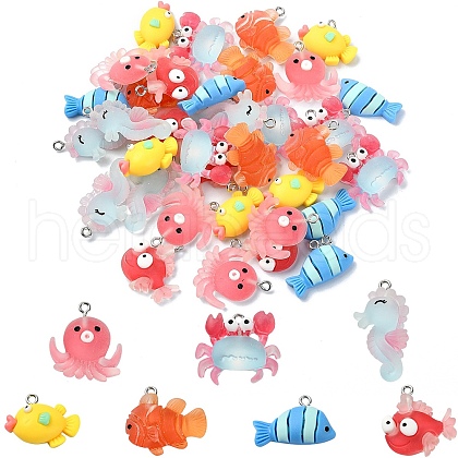 35Pcs 7 Styles Ocean Theme Resin Pendants RESI-YW0001-68-1