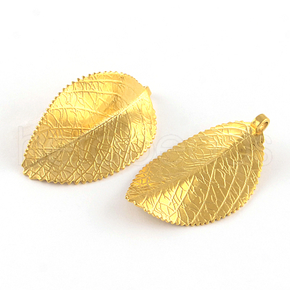 304 Stainless Steel Leaf Pendants STAS-S040-06G-1