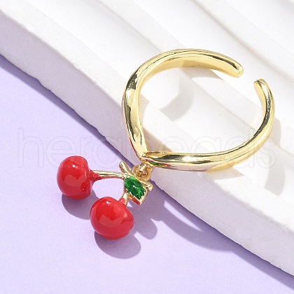 Brass with Enamel Cuff Rings RJEW-Q019-02A-G-1