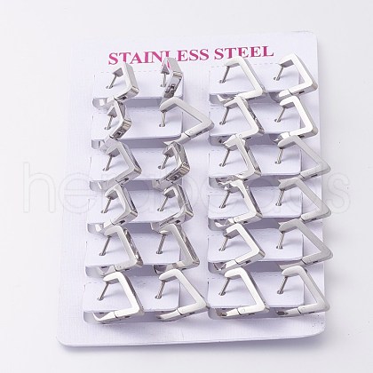304 Stainless Steel Huggie Hoop Earrings EJEW-O099-01P-1