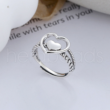 Heart 925 Sterling Silver Adjustable Rings FS-WG87248-01-1