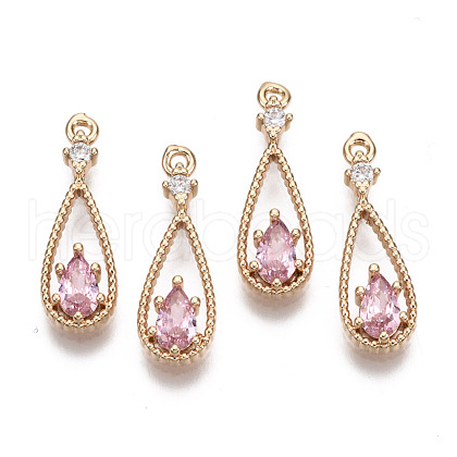 Brass Micro Pave Cubic Zirconia Pendants X-KK-R111-003-A04-1