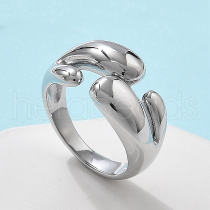 304 Stainless Steel Cuff Rings for Women RJEW-A063-01F-P-1