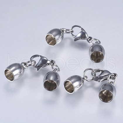Tarnish Resistant 201 Stainless Steel Cord Ends STAS-F145-03P-10.5x7mm-1