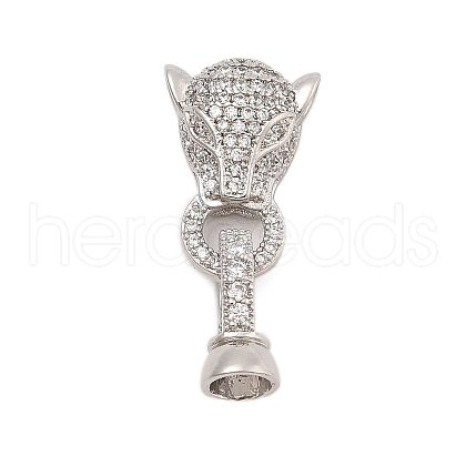 Brass Micro Pave Clear Cubic Zirconia Fold Over Clasps KK-C075-05P-1
