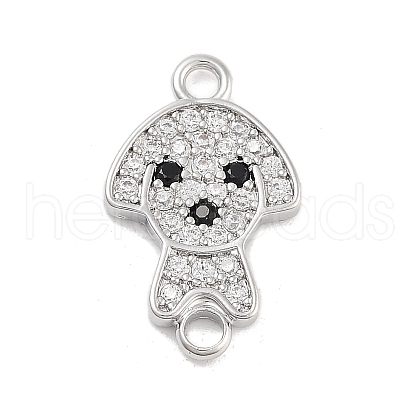 Brass Pave Clear & Black Cubic Zirconia Pet Puppy Connector Charms KK-Z061-01P-02-1