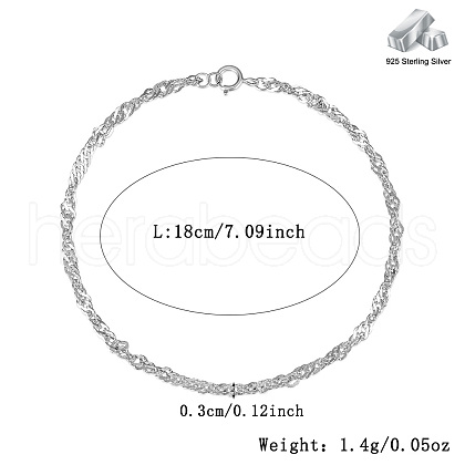 Silver 925 Sterling Silver Mesh Chain Bracelet CJ1255-13-1