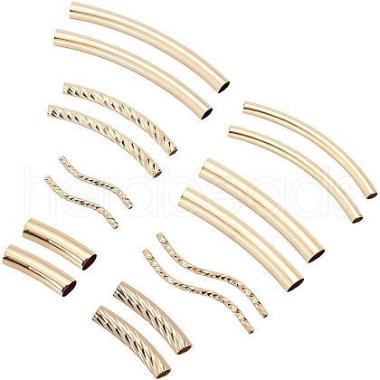 BENECREAT 40Pcs 8 Style Brass Tube Beads KK-BC0002-69-1