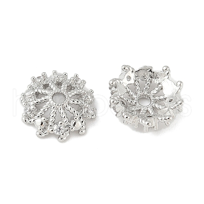 Brass Micro Pave Clear Cubic Zirconia Bead Caps KK-V015-08P-1