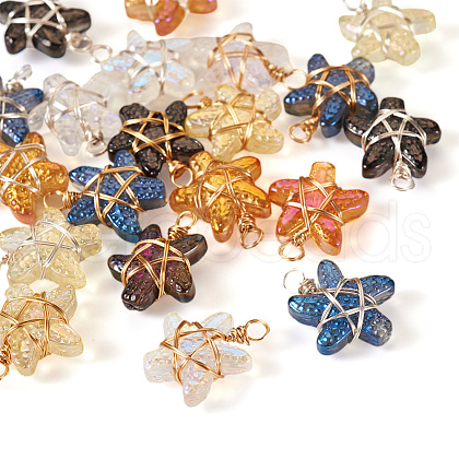 20Pcs 10 Colors Glass Pendant PALLOY-TAC0109-1
