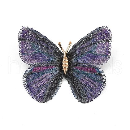 Butterfly Alloy Polyester Brooches for Backpack Clothes JEWB-M070-04PG-02-1