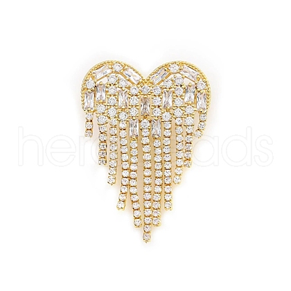 Zinc Alloy Micro Pave Clear Cubic Zirconia Heart Brooches JEWB-R069-03G-1