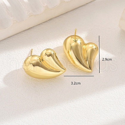 Classic Brass Heart Stud Earrings HN2468-1-1