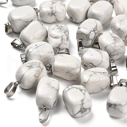 Natural Howlite Pendants G-Z067-03P-08-1