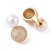 Rack Plating Brass Micro Pave Clear Cubic Zirconia Stud Earrings for Women EJEW-G394-34G-2