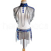 Royal Blue Rhombus Acrylic Alloy Layered Tassel Sexy Suit Body Chains for Bikini FS-WG04712-01-1