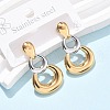 304 Stainless Steel Two Tone Gourd Dangle Stud Earrings EJEW-C142-15PG-1