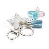 26Pcs Transparent Epoxy Resin & Transparent Acrylic & Faux Suede Tassel Keychain KEYC-JKC01202-24-4