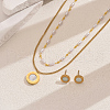 Elegant Stainless Steel Shell Double-layer Necklaces & Stud Earring Set OU9381-1