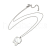 304 Stainless Steel Pave Natural White Shell Cute Cat Shaped Pendant Necklaces for Women NJEW-F339-01P-2