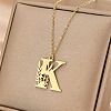 304 Stainless Steel Flower Initial Pendant Necklaces WGE911E-11-1