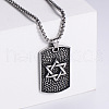 Retro Fashion Stainless Steel Rectangle with Star of David Pendant Necklaces for Men GQ4079-2-1