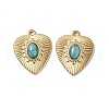 PVD Vacuum Plating 201 Stainless Steel Natural Turquoise Pendants STAS-C064-VC1017-2