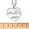 Mother's Day 304 Stainless Steel Hollow Cut Mom Love Heart Pendant Necklaces NJEW-H065-24P-3