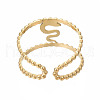 304 Stainless Steel Snake Open Cuff Ring RJEW-T023-96G-2