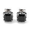 Square 316 Surgical Stainless Steel Pave Cubic Zirconia Stud Earrings for Women Men EJEW-Z050-06A-AS-1