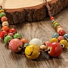 Bohemian Porcelain Round Beaded Imitation Leather Cord Bib Necklaces for Women FS-WG95F0C-01-3