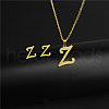 304 Stainless Steel Letter Pendant Necklaces & Stud Earrings Sets WG4BFDA-26-1