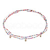 Bohemian Alloy Sea Animal Charm Glass Seed Beaded 3 Layered Waist Belly Stretch Chains for Women FS-WG5D6A5-03-1