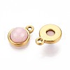 Natural Rose Quartz Half Round Charms STAS-N109-213A-G-2