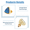 FIBLOOM 18 Pairs 18 Style Sparkling Triangle & Hexagon & Flat Round Resin Stud Earrings EJEW-FI0001-81-4