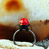 Iron Wire Wrapped Natural Jade Round Beaded Cuff Rings WGDBE9A-03-1