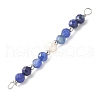 Faceted Round Natural Lapis Lazuli & Kyanite & Potato Natural Cultured Freshwater Pearl Beaded Connector Charms PALLOY-JF03532-02-3