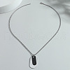 Oval 201 Stainless Steel Blank Tag Pendant Necklaces for Men FS-WG04020-01-3