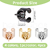 FIBLOOM 4Pcs 4 Colors Stainless Steel Toggle Clasps Shape Open Cuff Rings Set for Lover RJEW-FI0001-18-2