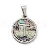 304 Stainless Steel with Paua Shell Pendants STAS-G268-02T-P-2