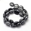 Flat Round Natural Snowflake Obsidian Bead Strands G-L291-07-2