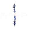 Faceted Round Natural Lapis Lazuli & Kyanite & Potato Natural Cultured Freshwater Pearl Beaded Connector Charms PALLOY-JF03532-02-1