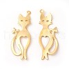 Rack Plating Brass Kitten Pendants X-KK-F772-16G-2