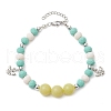 Natural Lemon Jade Beaded Anklets AJEW-AN00613-1