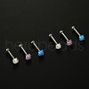 Stainless Steel & Synthetic Opal Threadless Labrets WG3C897-09-2